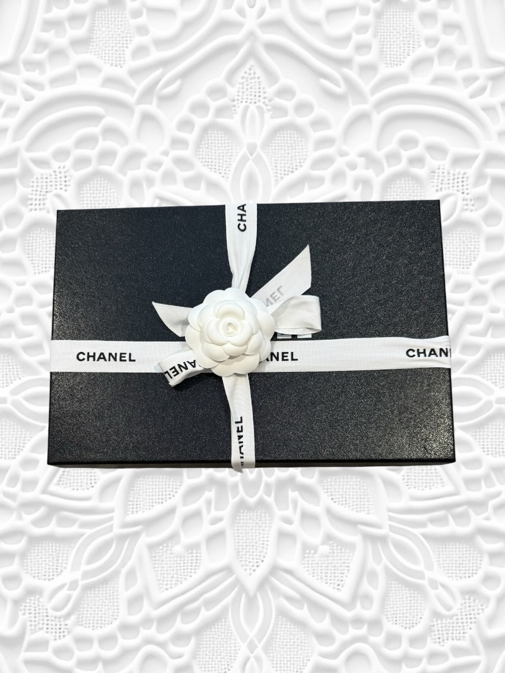 CHANEL Classic Black Shoe Box & Ribbon
